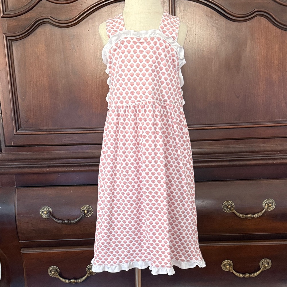 Lila & Hayes Girls Pink Shell Print Dress Coastal Beach Summer Boutique Dress